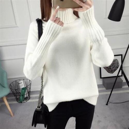 Autumn And Winter New Sweater Ladies Short Stretch High Neck Loose Pullover All-match Long-Sleeved Sweater Vestidos De Muje