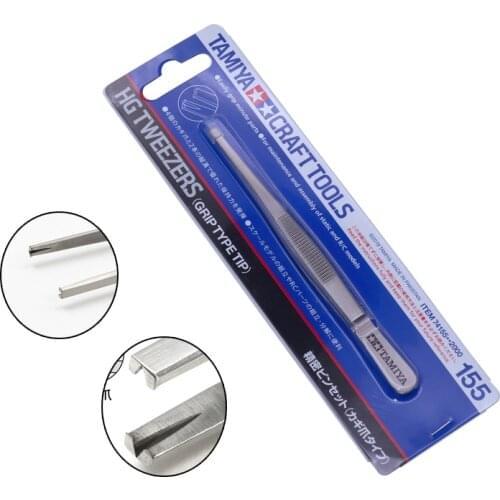 Tamiya 74155 Craf Tools Precision Stainless Steel Pliers HG Tweezers(Grip Type Tip)