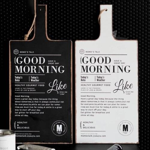 Paddle black white double sides wood vintage bread cutting board