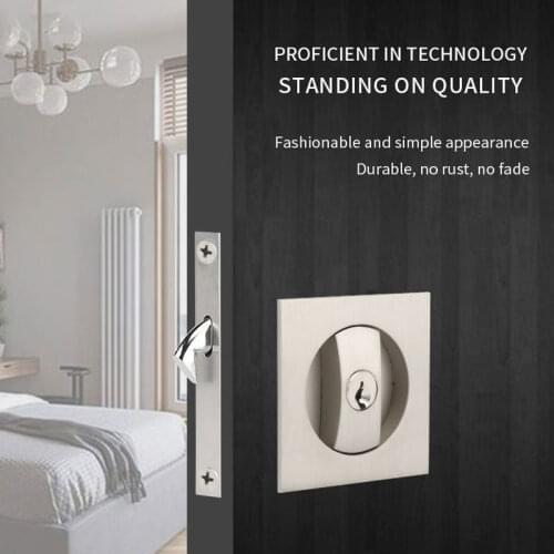 ZFOND Zinc Alloy Sliding Door Lock Home Decoration Keyless Bed Bath Room Door Handle Embeded Concealed Square Mortise Lock