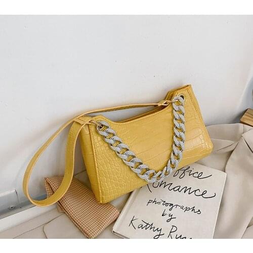 Trend Womens Handbag Retro Casual PU Leather Shoulder Bag Solid Color Crocodile Pattern Crossbody Bags For Women Travel Bag