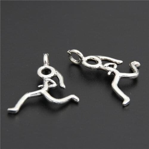 20pcs Silver Color Running Women Charms Girl Pendant Marathon Man Jogging Jewelry Metal Alloy