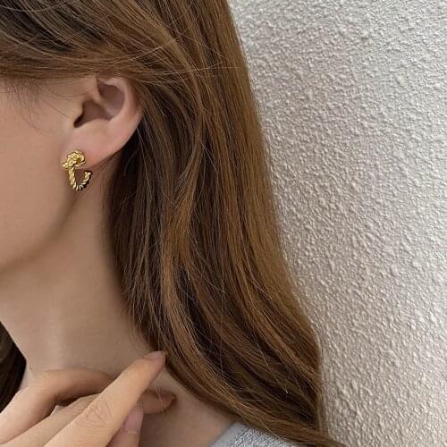 Twist Earrings For Women Stainless Steel Gold Hoop Earrings Circle Round Earring Bohemian Ear Cuff Fashion Party Jewelry Gift