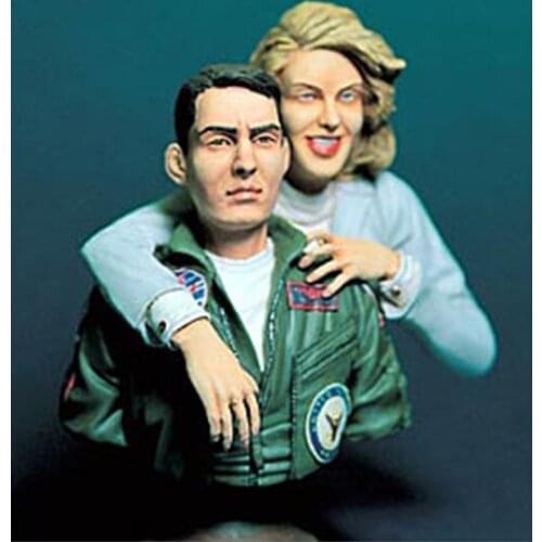 1/10 modern PILOT & GIRL bust Resin figure Model kits Miniature gk Unassembly Unpainted