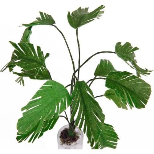 1:12 Green Banana Tree In White Bottle Dolls House Miniature Garden Accessories