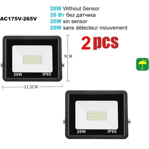 2 pcs 220V 10-100W LED FloodLight Spotlight Exterior Street wall reflector Lamp PIR Motion Sensor lamp Garden Light Waterproof P