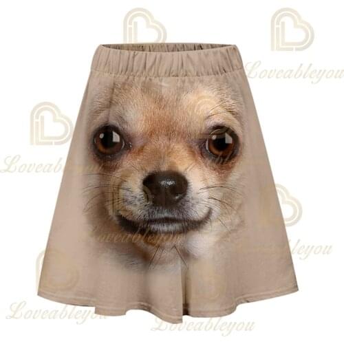 2021 New Summer Cute Dog Monkey Skirt Print Fashion Female Polyester 3D Printing Casual Ladies Animal Cosplay