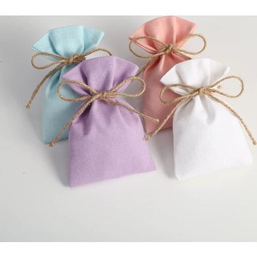 50Pcs Drawstring Cotton Burlap Bag Jute Gift Bags Multi Size Jewelry Packaging Wedding Bags Small Candy Bag Can Custom Logo