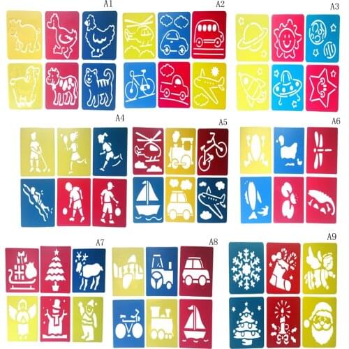 6Pcs Children Multi Shaped Plastic Rulers Painting Drawing Template Stencil Kids Colorful Drawing Toy Children Learning Art Tool