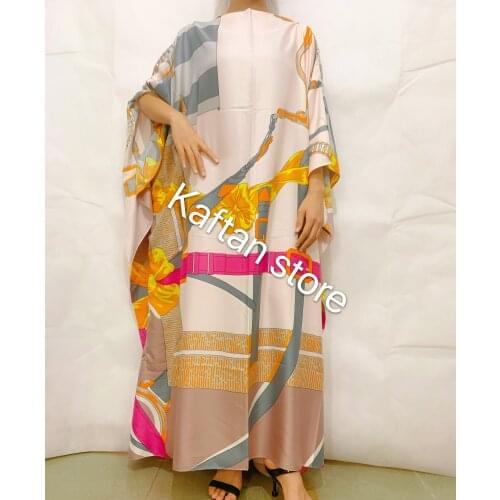 African dresses for women 2020 New Printed European Sexy Lady Summer Beach Bohemian Silk Kaftan dresses Loose batwing lady dress