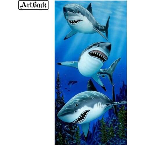Animal 5d diy diamond painting shark kit full square diamond mosaic 3d diamond embroidery sewing artwork home decor