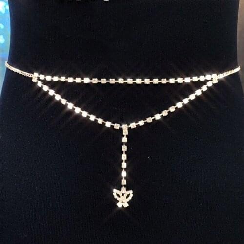 Accesorios Mujer Sexy Waist Body Chain Glittery Rhinestone Crystal Belly Chain Lower Back Chain For Bikini Dance Summer Body Jew