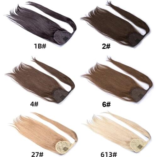 Ponytail Human Hair Remy Straight European Ponytail Hairstyles 100% Natural Straight Hair Clip in Extensions
