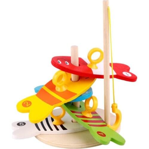Kids Wooden Educational Fishing Board Colors Sort Stack Toys Birthday Gift