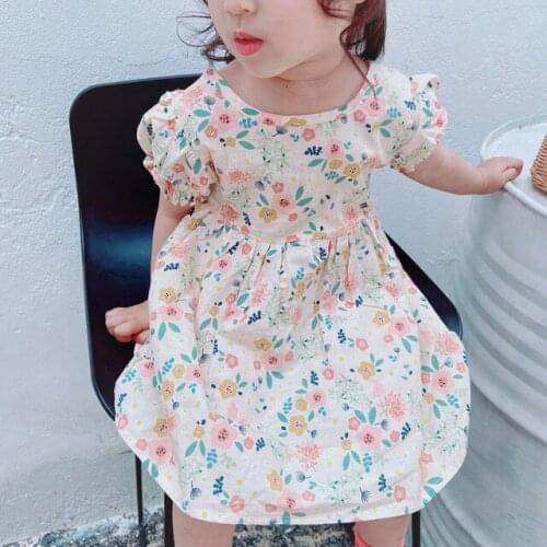 Kids Baby Girls Floral Dress Summer Childrens Clothing Fashion Girls Princess Dress Printed Garment