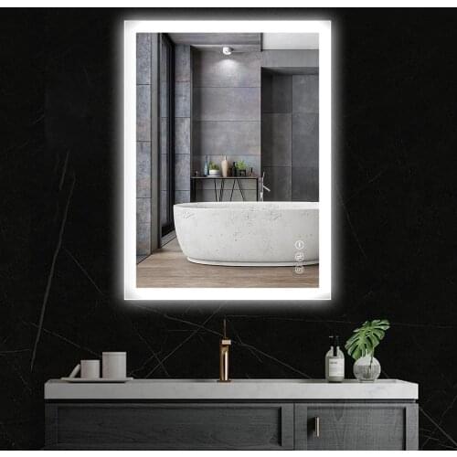 HAUSCHEN M00510 24x32inch CRI 95 Adjustable Color Temperature Dimmer Function IP44 Waterproof LED Lighted Vanity Bathroom Mirror