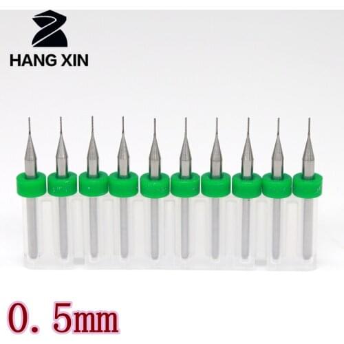 HANGXIN 10PCS 0.5mm 0.4mm Carbide Tungsten Corn Cutter cutting PCB milling bits end mill CNC router bits for Engraving machine