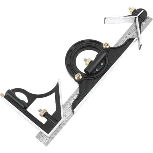 Multifunctional Angle Ruler Adjustable Combination Square Woodworking Ruler 12 Inch 300mm With Bubble Level Gauge Measuring Tool