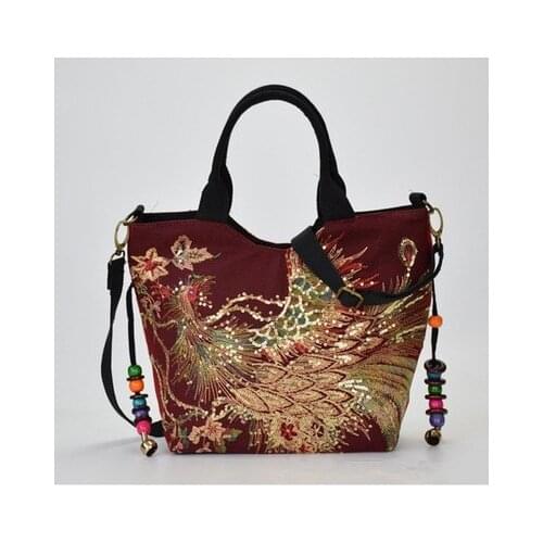 Fashion National Embroidery Small Shopping handbags!Nice Animal Embroidered Lady Shoulder&Crossbody bags Multi-use Canvas bags