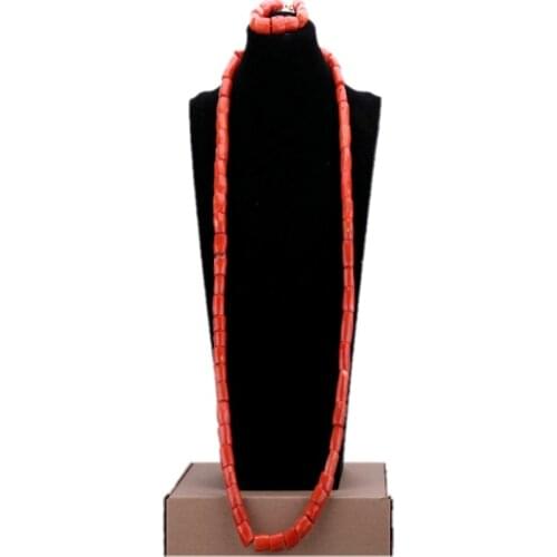 Dudo Men Nature / Original / Real Coral Beads Jewelry set For African Traditional Wedding Groom Necklace Bracelet Jewellery Set