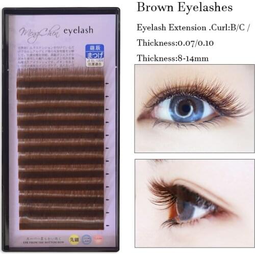 QSTY 0.07/0.10 Brown False Eyelashes Natural Soft Individual Eyelash Extension Colored Fake lash Mink Eyelashes Extension