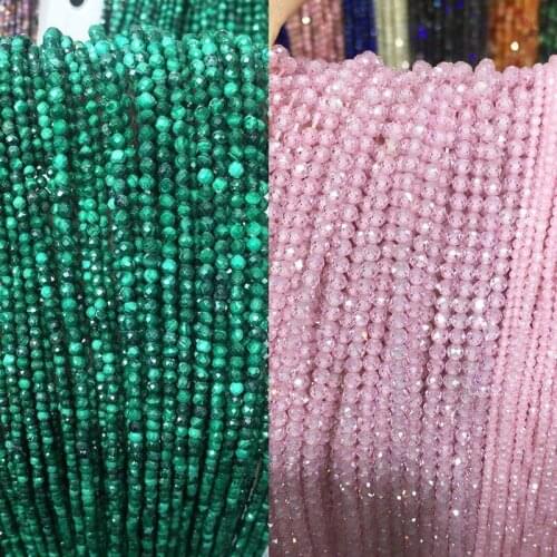 Natural Stone Malachite Beads 2-3mm Fine Zircon Faceted Beads for Jewelry Making DIY Necklaces Bracelets Jewelry Accessories
