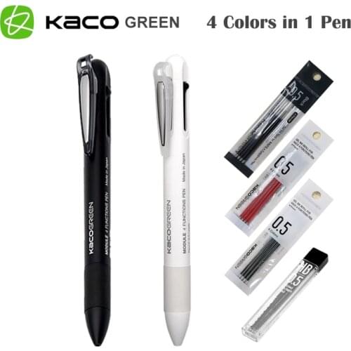 Original KACO Multifunction Pens 4 in 1 Black Blue Red Refill Gel Pen Mechanical Pencil Japanese Ink 0.5mm Refill for Office