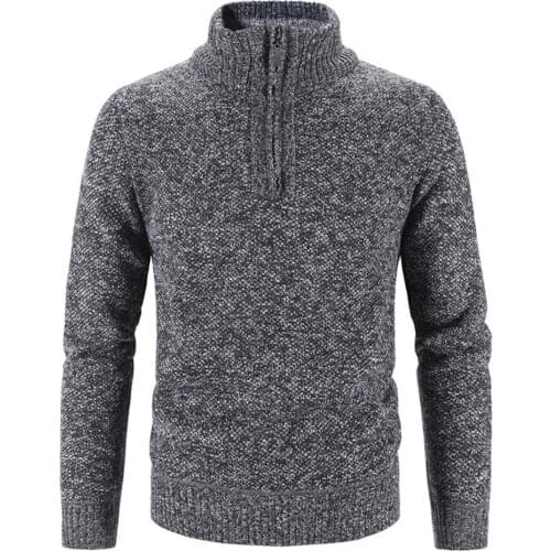 2021 Autumn Men Pullovers Long Sleeve Knitted Sweater Winter Turtleneck Zipper Neck Sweater Men Pullover Outerwear