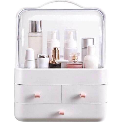 1Pcs Transparent Portable Cosmetic Storage Box Drawer Type Makeup Box Dust-proof Skin Care Product Finishing Rack