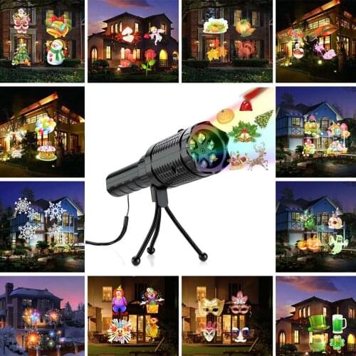 Christmas Projection Flashlight Light LED Stage Party Decor Lamp Halloween Brithday Pattern Festivals Party Holiday Lights