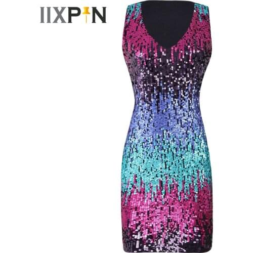 Sexy Womens V Neck Sequins Bodycon Dress Clubbing Dresses For Womens Clubwear Feminine Sparkly Sequin Club Short Mini Dress