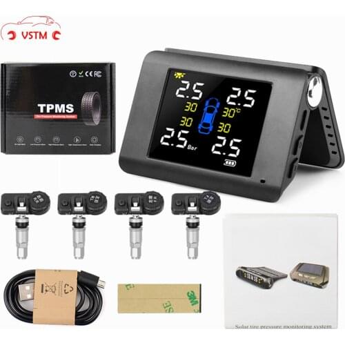 Original Internal Solar 90 Degree TPMS Car Tire Pressure Alarm Monitor System Display Temperature Warning Fuel Save 4 Sensors