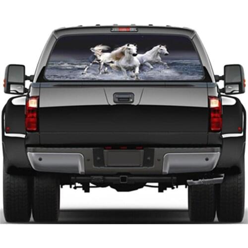 Galloping White Horse for Truck Suv Pickup Rear Windshield Decal Sticker Decor Rear Window Glass Poster 57.9 x 18.1 Inch