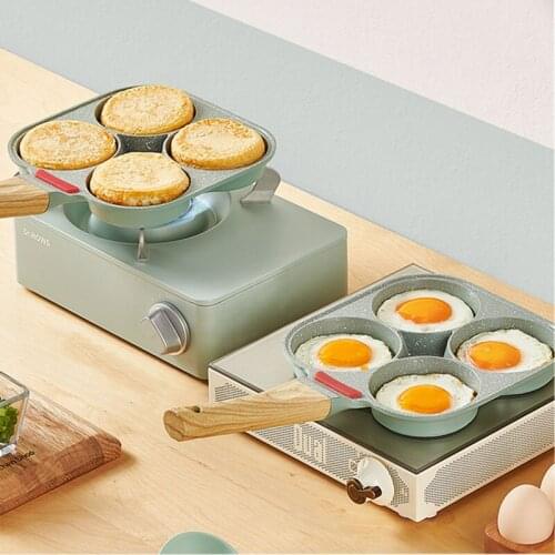 4 Hole Frying Pot Pan Thickened Omelet Pan Non stick Egg Pancake Steak Cooking Egg Ham Pans Breakfast Maker Cookware Kitchen