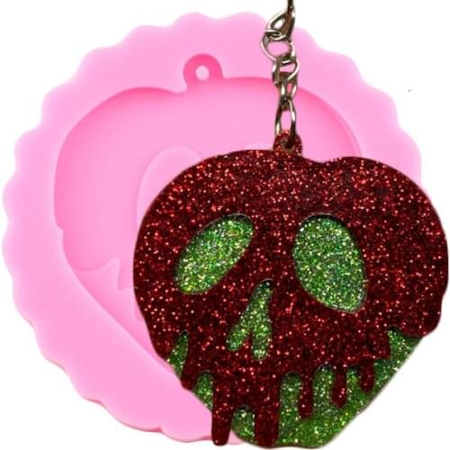 Super Glossy Apple Decoration Keychain Silicone Mold Pendant Polymer Clay Molds Jewelry Making Necklace Moulds