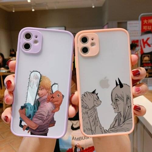 Chainsawman anime Phone Case Matte For iphone12 11 Pro Max X XS Max XR 7 8 Plus 12mini Translucent Matte Shockproof Cover