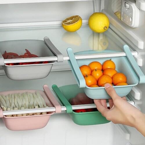 Pull-out Design Storage Basket Quick Drainage PP Food Grade Materials Good Clamping Drawer Basket for fridge Home
