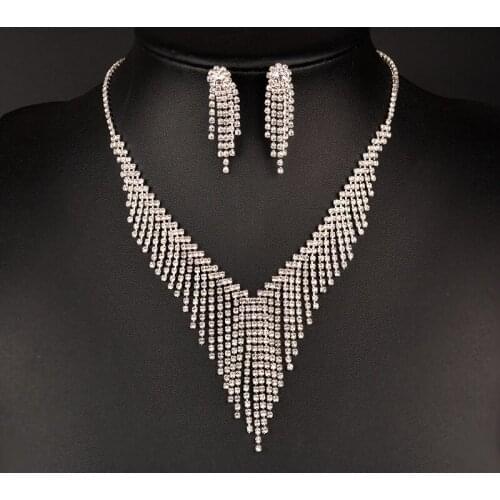 Jewelry & Accessories,Fashion Jewelry Sets. Bridal jewelry, Wedding jewelry, Zircon necklace earrings set