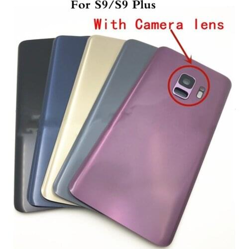 For Samsung Galaxy S9 G960F & S9 Plus G965 S9+ Back Battery Cover Door Rear Housing Case Replace+rear Camera Glass Lens