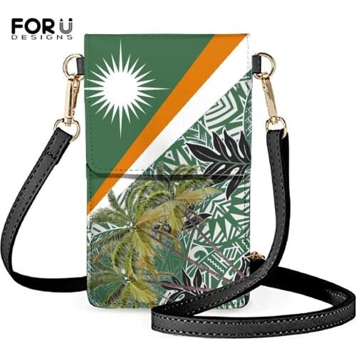 FORUDESIGNS PU Leather Mobile Phone Messenger Pouch America Flag And Coconut Tree Brand Design Shoulder Bag Women Small Handbags