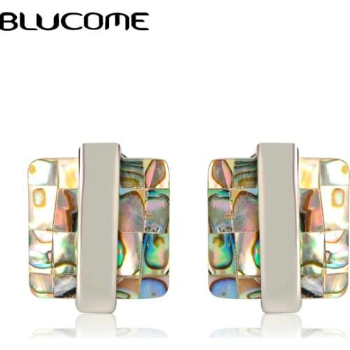 Blucome NEW Simple Geometric Earrings Colorful Shell Women Square Earring Fashion Jewelry For Girls Party Daily Accessories Gift