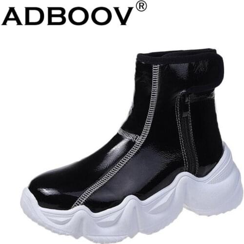 ADBOOV High Top Side Zipper Women Sneakers Platform Fur Linling Shoes Ladies