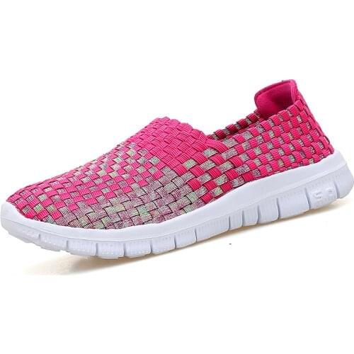 Women Woven Shoes Flat Slip on Lightweight Breathable Sneakers Summer Autumn Casual Femme Basket Handmade Loafers