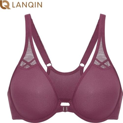 Womens Plus Size T-back Seamless Bras Non Padded Underwire Front Close Bra Racerback