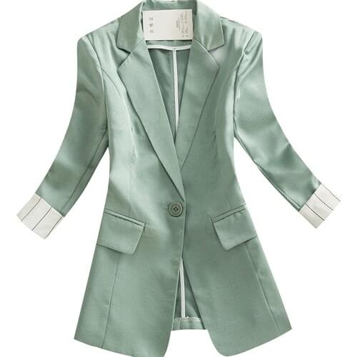 Women blazer slim fit blazer Professional suit ladies jacket Spring summer new seven-point sleeves jacket one button suit