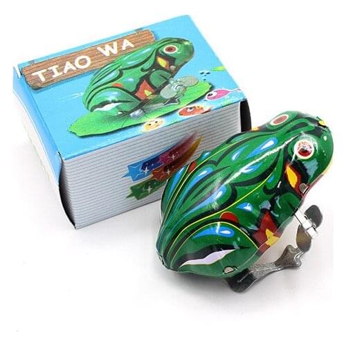 Tin frog nostalgic hair toy baby simulation cartoon cute chain iron frog classic stall toy wholesale
