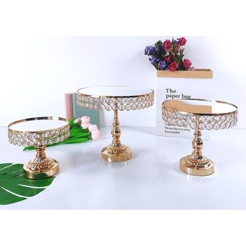 Gold acryl Mirror Metal Cake Stand Round Wedding Birthday Party Dessert Cupcake Pedestal Display Plate Home Decor