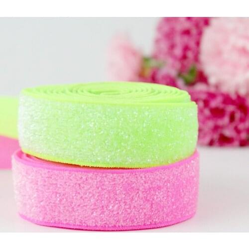 10 yards 16mm solid color glitter elastic webbing reflective clear metallic velvet ribbon Festival Home Decoration tape