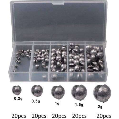 100 Pcs/box Open Bite Lead Set Bare Fishing-clip Drop Biting Round Plumb Bob Auxiliary Fishing Tackle Gear Drop Shipping