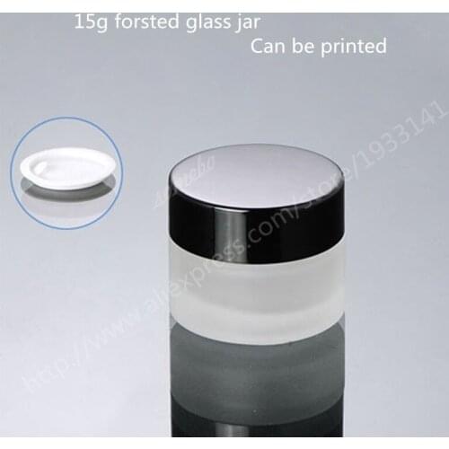 200pcs/lot Small jar 15G Frosted Glass Cream Bottles Cosmetics Packing Empty Bottle 15ml frosted glass jar with black lid